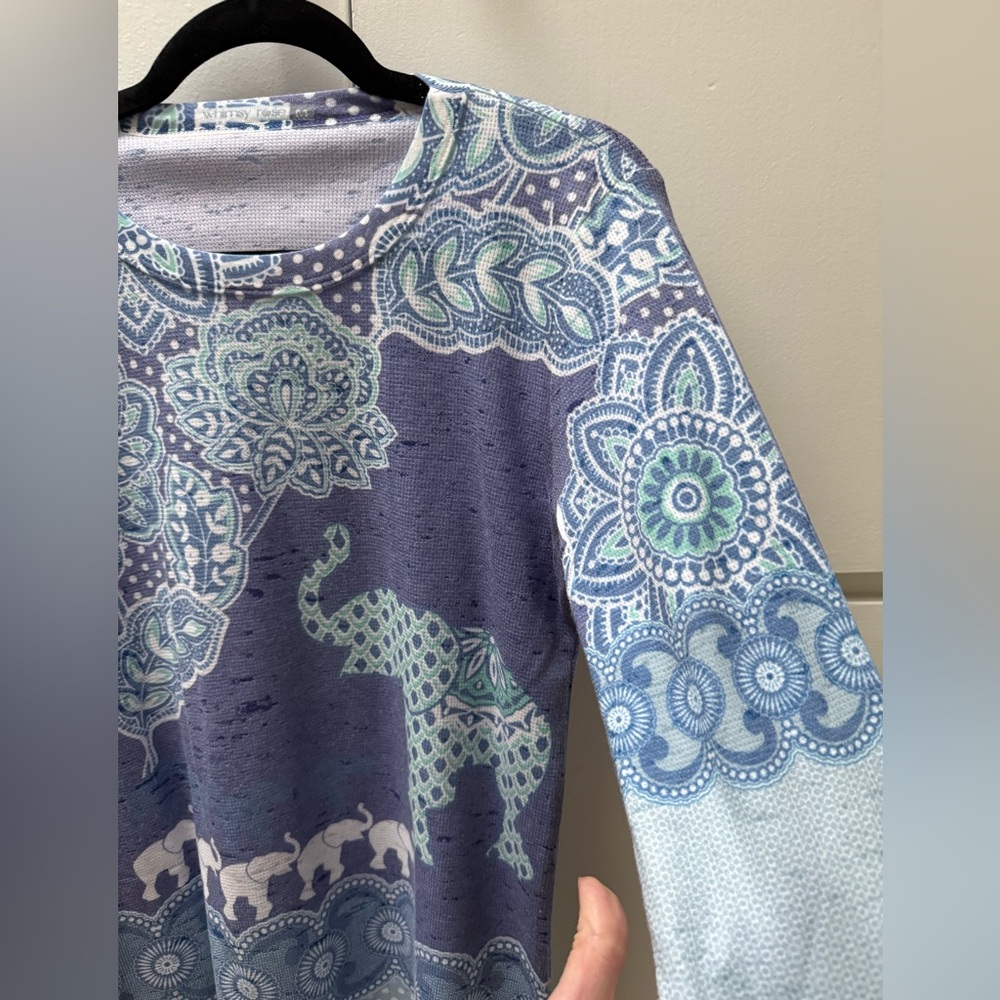 Whimsy Rose thermal shirt with long sleeves and elephant print in size medium. - Picture 4 of 5